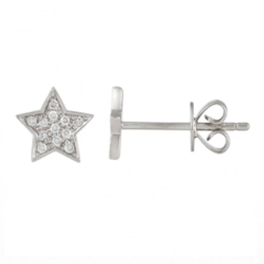 14K Gold and Diamond Star Stud Earrings image 0