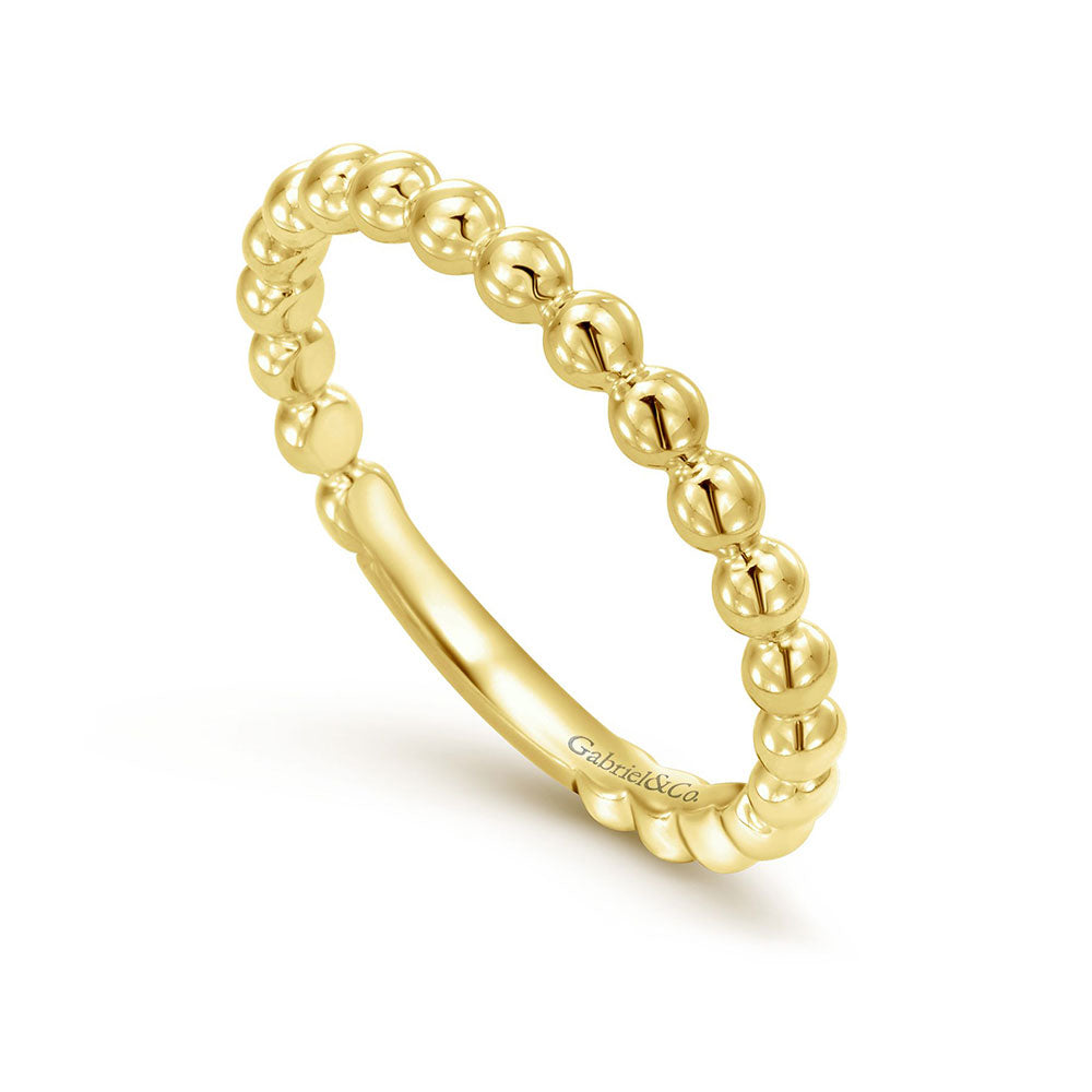 14K Yellow Gold Beaded Band image 1