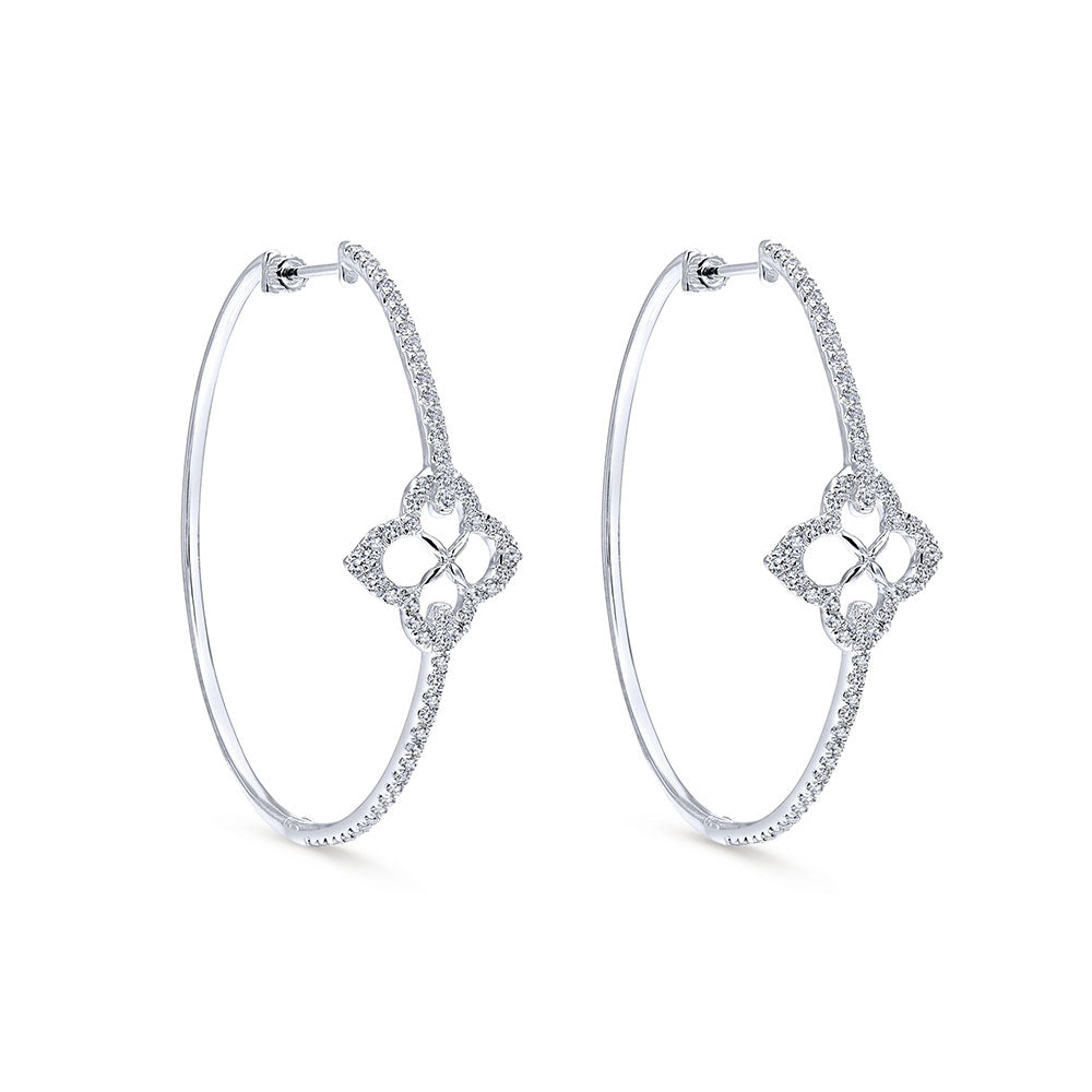 14K Diamond Clover Hoops image 0