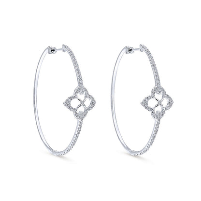 14K Diamond Clover Hoops image 0