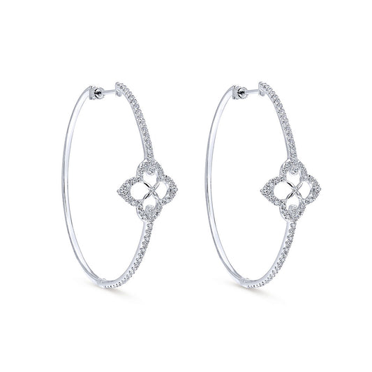 14K Diamond Clover Hoops image 0