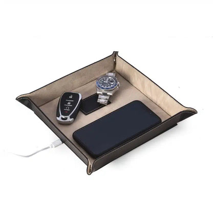 Leather Valet with Wireless Charger image 1