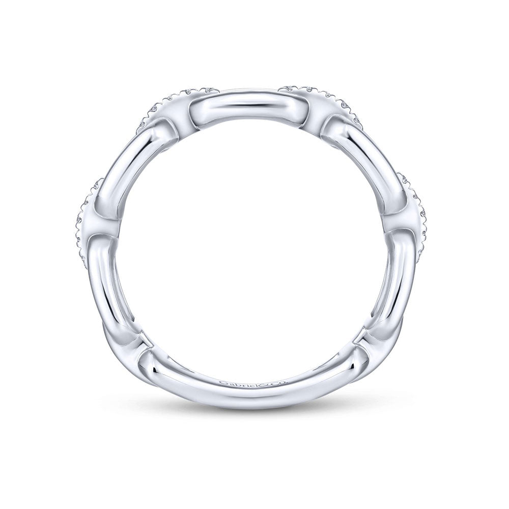 14K Link Ring with Diamonds image 1