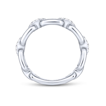14K Link Ring with Diamonds image 1