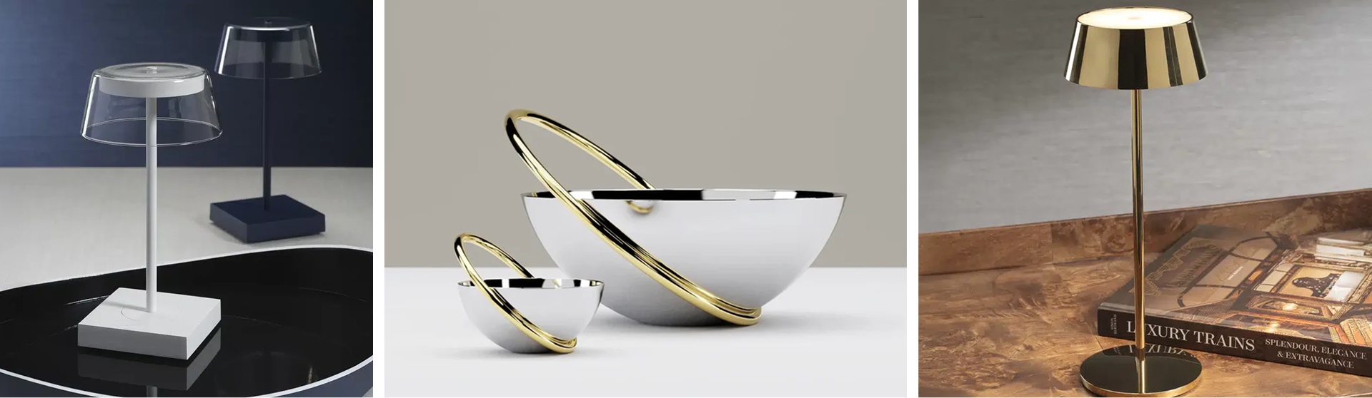 Three different designs of modern lamps